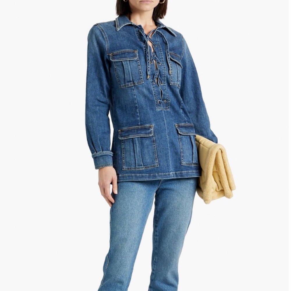 NILI LOTAN Monique Denim Lace Up Top - Women’s Size Small - New With Tags